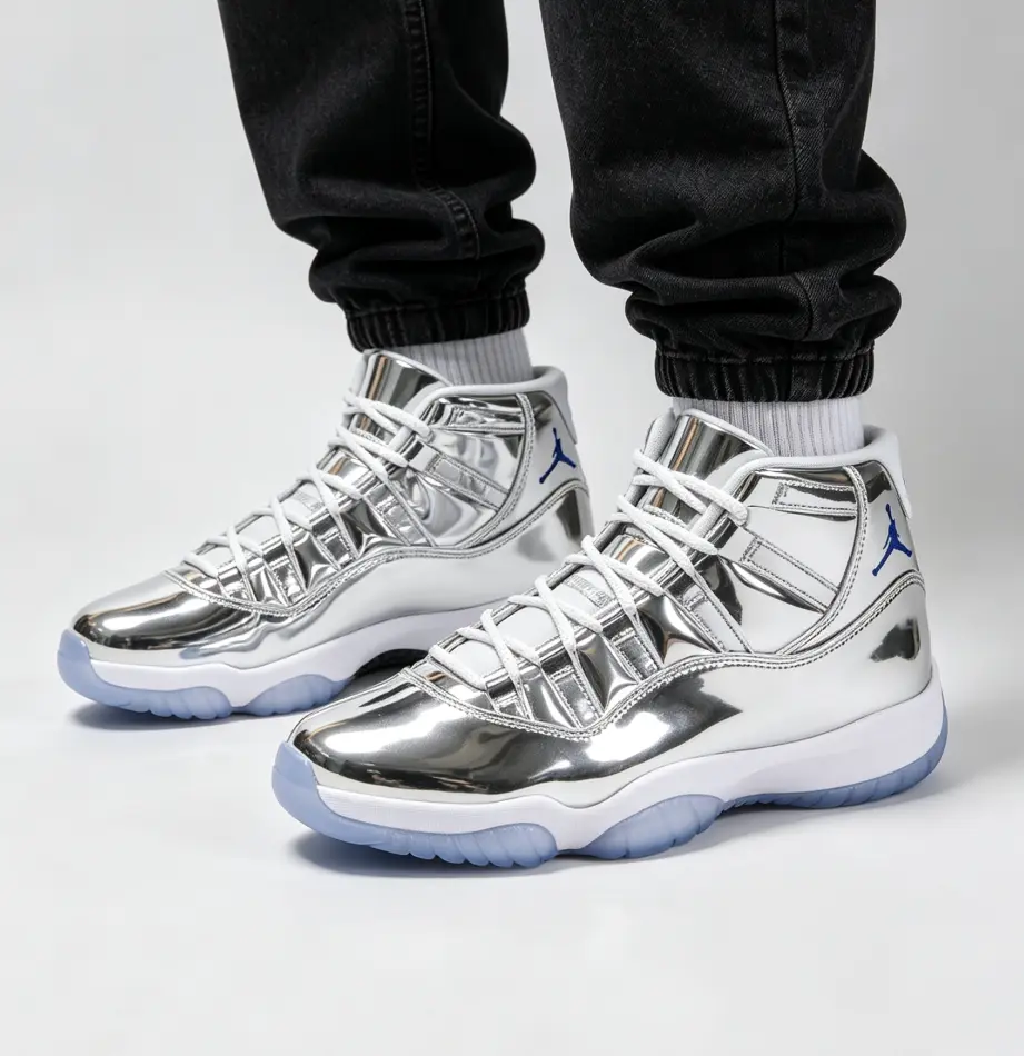 Reflective Mirror Finish Silver Mid Cut Sports Sneakers, Metallic Gloss Leather Casual Trainers, Clear Cushioned Outsole, Fashion Hip Hop Footwear for Daily Urban Style, Party Look & Street Outfit