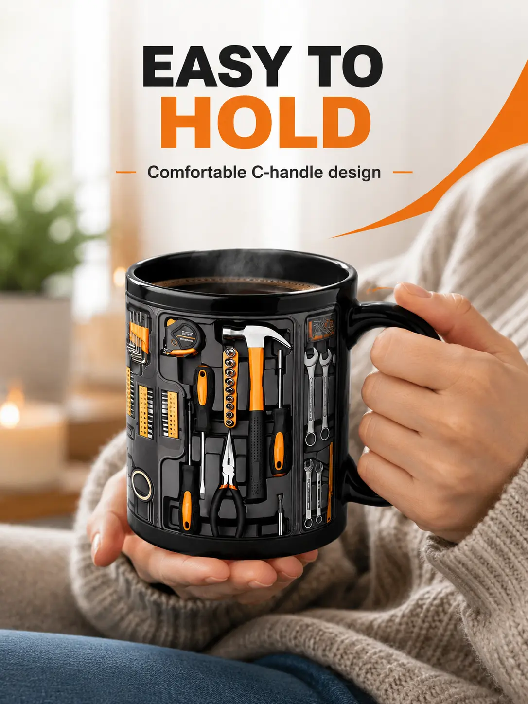 11 OZ Toolbox Coffee Mug for Men, Black Ceramic Mechanic Tool Design Mug, Novelty DIY Gift for Dad, Mechanics, Handymen & Builders, Workshop Coffee Cup for Home, Office & Garage