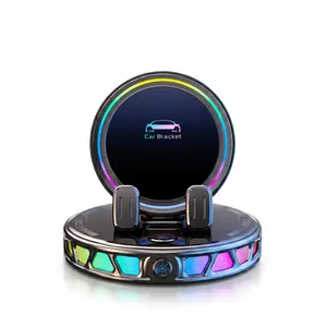 【FathersDayGift】360° Rotatable Holder with RGB Light,Wireless Charging Car Phone Mount, USB Powered, Auto-Lock & Strong Vacuum Suction for Windshield & Dashboard-YY