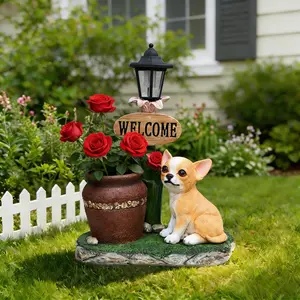 ARCH Sitting Corgi Dog Planter Outdoor Decor   WL