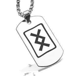 Stainless Steel Elder Futhark Inguz Rune Dog Tag Pendant