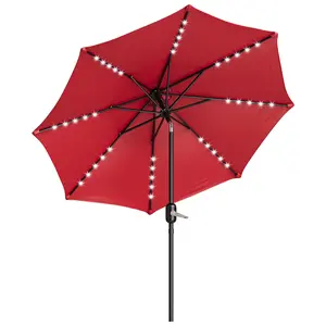 Solar LED 10FT Patio Umbrella for Pool, Deck, Backyard, Garden, Outdoor Dining