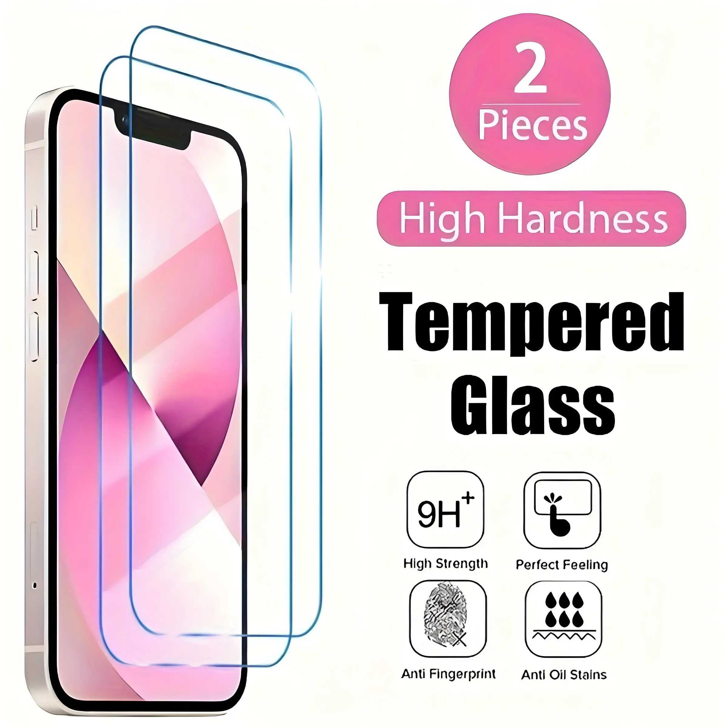 2 Pack Tempered Glass Phone Screen Protector for iPhone 17/16/15/14/13/12/11 Pro/XR/X/XS Max/Plus/Mini - Drop Proof Transparent Protective Film with 9H Hardness, Shockproof Phone Accessory, Shockproof Shatterproof Technology and Protection Accessories