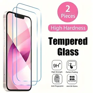 2 Pack High Quality Tempered Glass Screen Protector for iPhone 17/16/15/14/13/12/11 Pro/XR/X/XS Max/Plus/Mini - Premium Transparent Protective Film with 9H Hardness and Shatterproof Technology