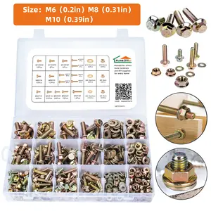 Class 8.8 Alloy Steel Flange Hex Bolts 549PCS Assortment Kit M6 M8 M10( 10mm )Nuts & Washers Heavy Duty Industrial Fasteners for DIY Projects