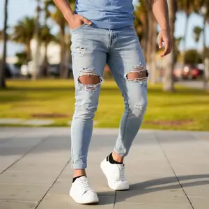 GINGTTO Men's Skinny Ripped Jeans Casual Comfy Elastic Stretch Tapered Leg Distressed Denim Pants