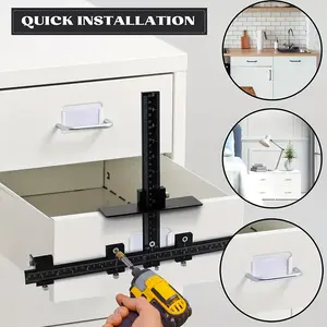 Black Metal Cabinet Hardware Jig – Adjustable Drill Guide for Door/Drawer Pulls, No Electricity Needed
