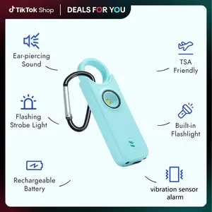 TikTokShopBlackFriday 3-in-1 Rechargeable Emergency Safety Alarm for Women 135dB Siren Strobe Light Keychain USB-C Battery IP44 Waterproof Portable Safety Device for Men Children & Elderly TikTok Black Friday Christmas Gift
