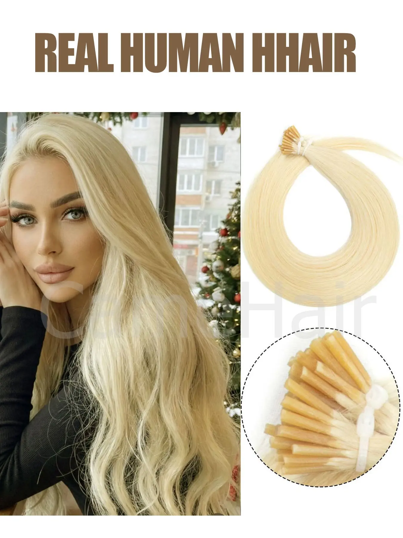 50Pcs 30G A Pack I Tip Human Hair Extensions, Fusion Hair Extensions, for woman, Natural Black, Silver Grey, K Tip U Tip Hair Extensions, darkest brown, jet black, natural black and blonde for Halloween