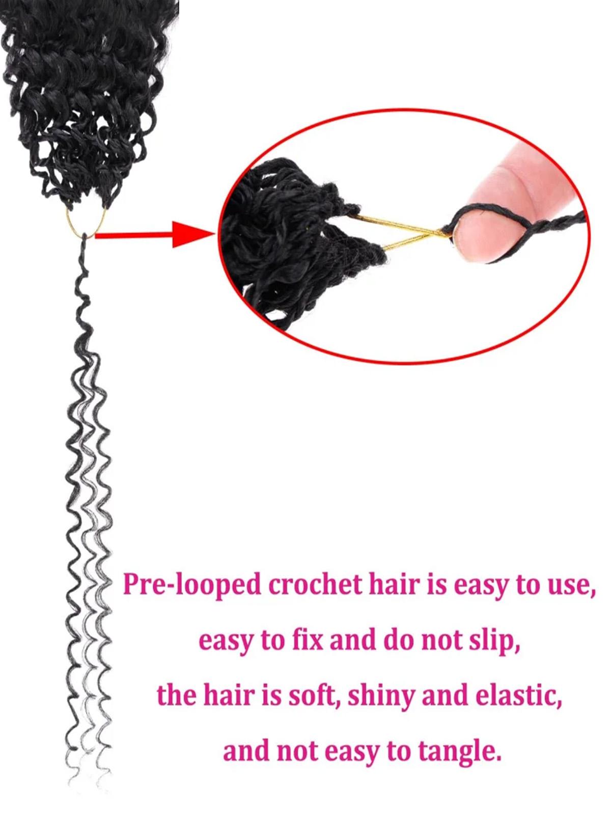 [Lowest Price] Mihugass 100% Crochet Human Hair Burmese Curly Wave Pre Separated Miracle Knots Hair Bundles 50g/Pack Feather Crochet Human Hair Extensions Curly & Water Wave Textures with Crochet Hook Natural Black