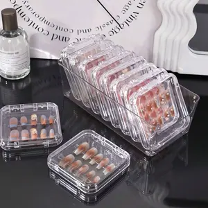 Transparent Flip-Top Nail Art Storage Box, Display Case for Finished Nails, Handmade Desktop Organizer, Manicure Tool Packaging