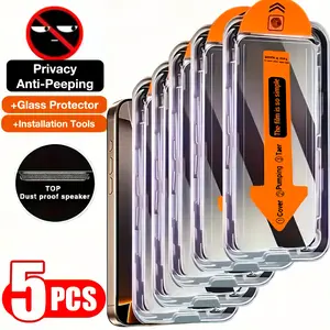 5 Pack For Apple iPhone 17 Air 16 15 14 13 12  Mini 11 Pro Max Plus XS X XR Screen Protector, Tempered Glass, Anti-Scratch, Privacy, Easy Install, Bubble Free, Durable, Fits Models 11 to 16