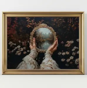 Mirror Victorian Aesthetic unframed Poster, Romantic Vintage Dark Romance Wall Art, Gothic Dark Academia Home Decor
