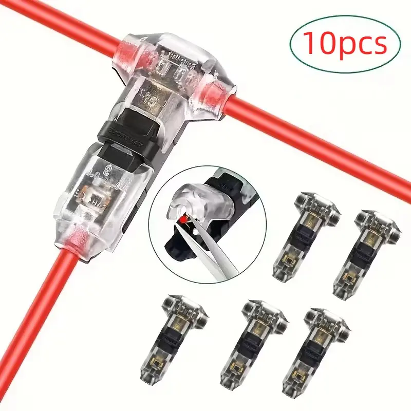 T1 Quick Connect Terminal Connectors, Wire Terminal Connectors, 1-Pin 1-Way, Compact, No Stripping Needed, Easy Installation, Ideal for Vehicles, Audio & Lighting, Fits 18-22AWG Cables, PVC Insulated, Copper Alloy Contact, Quick Snap Connector
