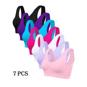 Women’s Seamless Wireless Unlined Sports Bra No Pad, Soft Stretch Polyamide Elastane Bralette, Multi-Pack Solid Color Yoga Sleep Lounge Bra for Everyday Comfort