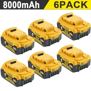 6-Pack 8.0Ah MAX XR Lithium Battery Replacement for Dewalt 20V Battery Lithium-ion DCB200DCD/DCF/DCG/DCS/DCB204/DCB203/DCB182/DCB201/DCB200/DCB180/DCB181 Series dewalt batteries