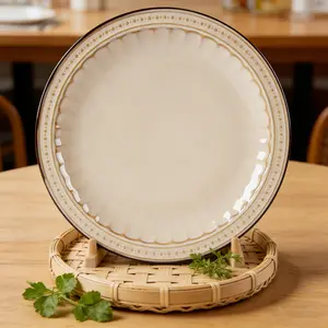 Kiln-Changed Chrysanthemum Petal Ceramic Plate, 10 Inch Round Dinner Plate, 1 Piece, Handmade Glazed Flat Plate, Vintage Style Tableware for Home & Restaurant