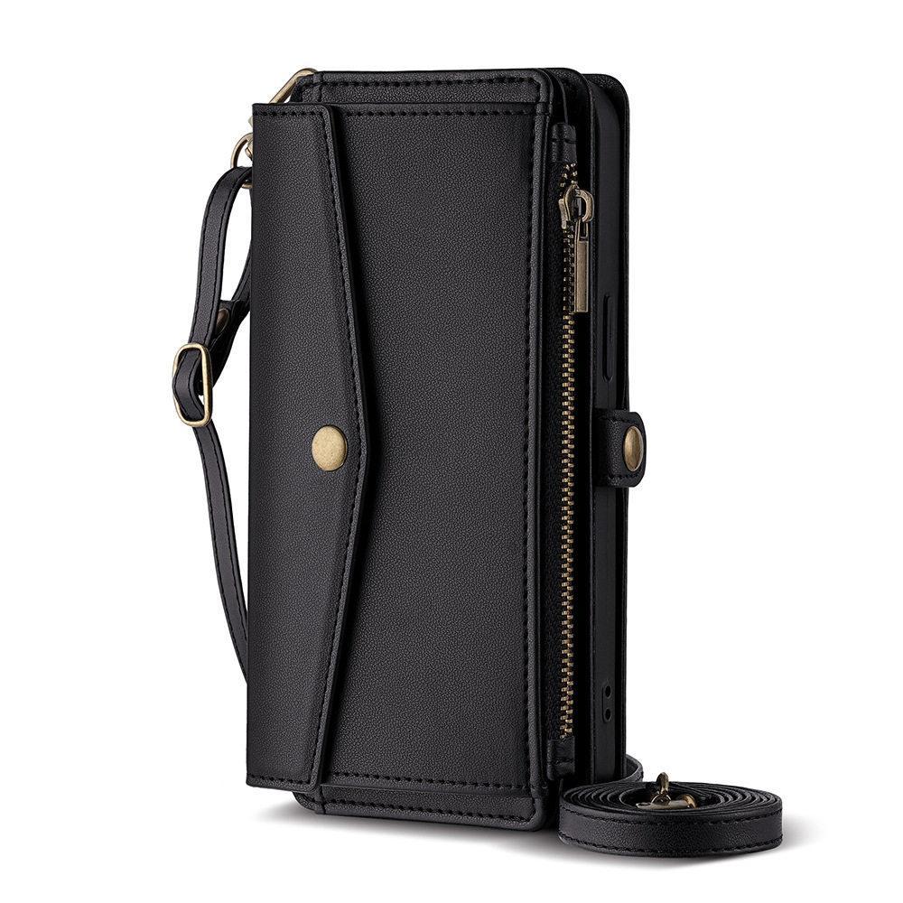 for iphone 17 pro max cases 16 16Plus 15 14 13 12 Pro Max Air Crossbody Wallet Phone Case, PU Leather Flip Purse Case with 5 Card Slots, Zipper Pocket, Adjustable Shoulder & Wrist Strap, Kickstand, Magnetic Closure, Multi-Functional Protective Phone Cover