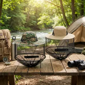 2 Pack Mosquito Head Net Hat with Hidden Mesh - Sun Protection Bug Hat for Outdoor Gardening Beekeeping Fishing Hiking Camping Travel Lightweight Breathable Adjustable Design Perfect for Men Women