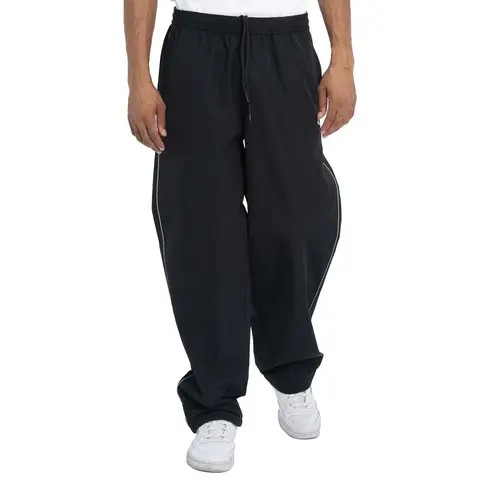 Pro Club Men's Heavyweight Polyester Shell Sports Joggers - Street Casual, Running Styles, Relaxed Fit Men's Sweatpants with Zipper Detail, Rear Button Pocket, Night-Visible Piping, Classic Athletic Design