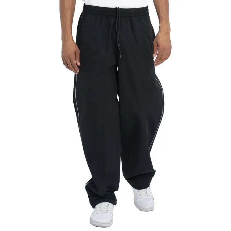 Pro Club Men's Heavyweight Polyester Shell Sports Joggers - Street Casual, Running Styles, Relaxed Fit Men's Sweatpants with Zipper Detail, Rear Button Pocket, Night-Visible Piping, Classic Athletic Design