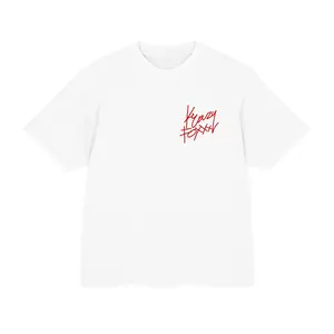 Krazy Foxx Heavy Face Tee - Fitted Short Sleeve Crew Neck Casual Minimalist T Shirt in 100% Combed Cotton Jersey with Boxy Fit & Side Seams