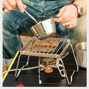Outdoor Stainless Steel Stove Stand Gas Stove Portable Folding Grill