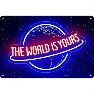 Vintage Neon effecteffect Sign, The World Is Yours Neon effectSign, Wall Decor, Wall Art, Home Decor, Bedroom Decor, Living Room Decor, Bar Decor