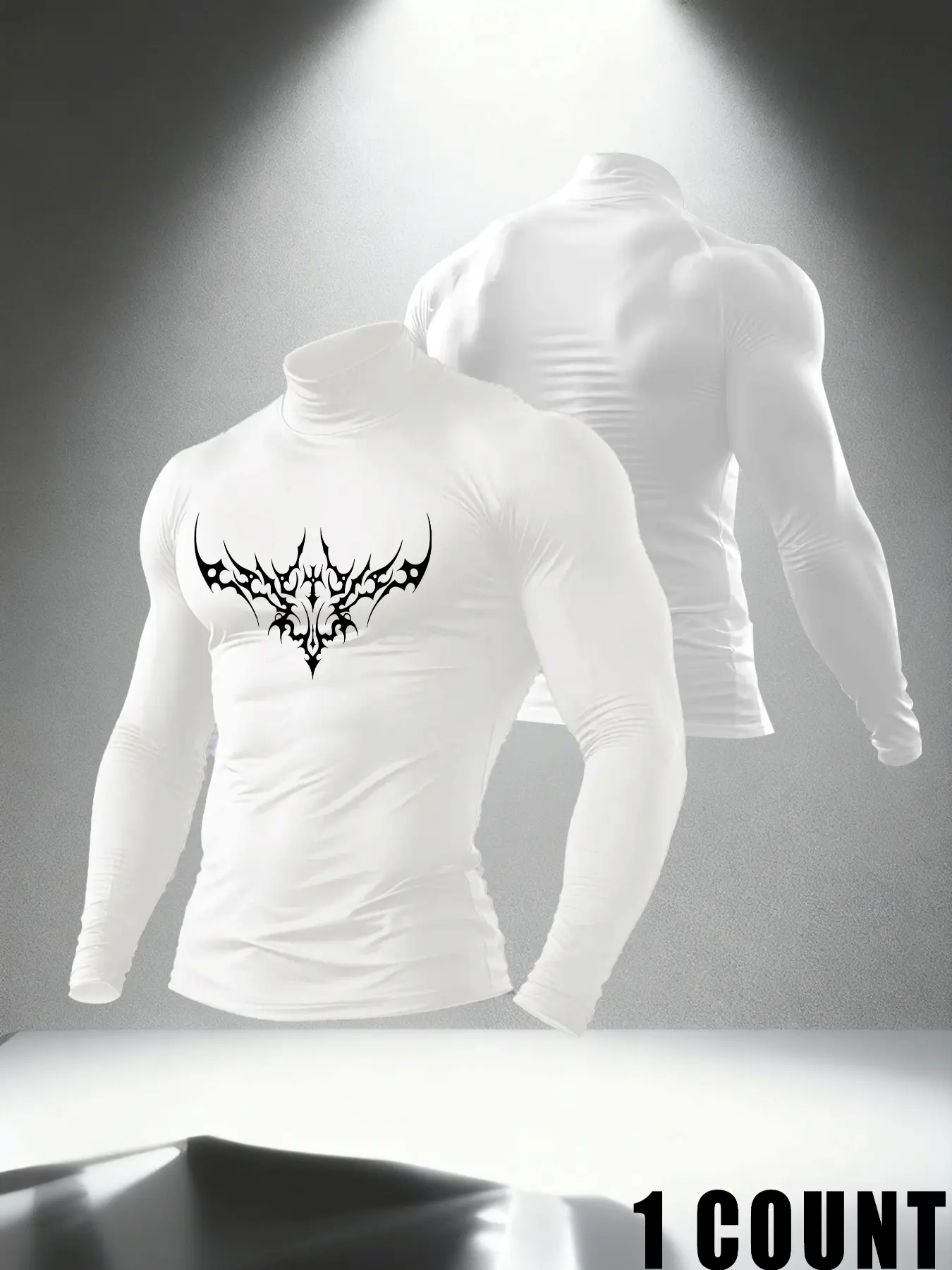 Men's High Neck Knitted Turtleneck Long Sleeve Slim Fit Warm Top, Casual Fashion Graphic Thermal Shirt for Fall & Winter, Comfortable and Stylish Men's Clothing