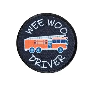 Wee woo driver firefighter 3" circle removable morale patch with hook and loop backing