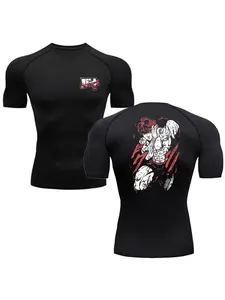 Anime Baki Hanma Men'S T Shirt Gym Fitness Boxing Outdoor Training MMA Rash Guard Boxing Tshirt Herren Jiu Jitsu Bjj Sport Shirt