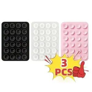 Three-Piece Silicone Phone Stand Set, 24 Suction Cups, Universal Sticky Holder for All Phones, Multifunctional Durable Design for Cellphone, iPhone & Android, Portable Phone Holder