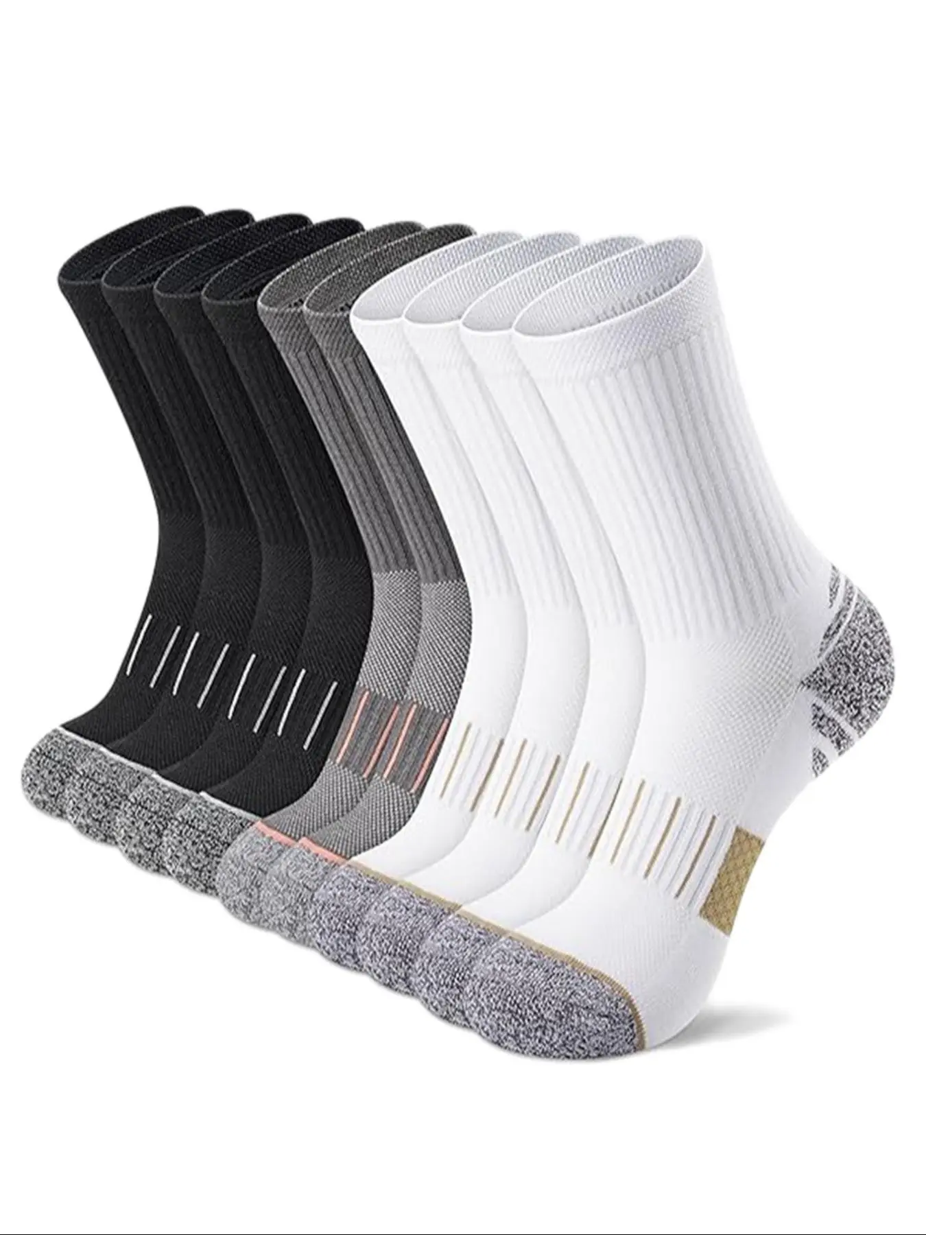 Youth Sports Socks, Shock Absorbing Non-Slip Mid-Calf, Grip Sports Socks, Marathon Running, Basketball, Soccer, Track Socks, Athletic Sock, Long Socks, Moisture-Wicking Breathable, Active Socks