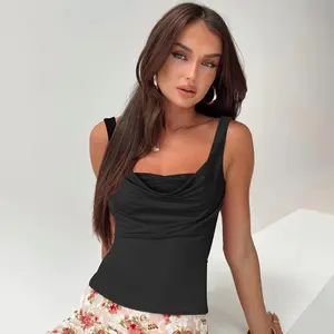 U-collar Pleated Slim Fit Wild Vest