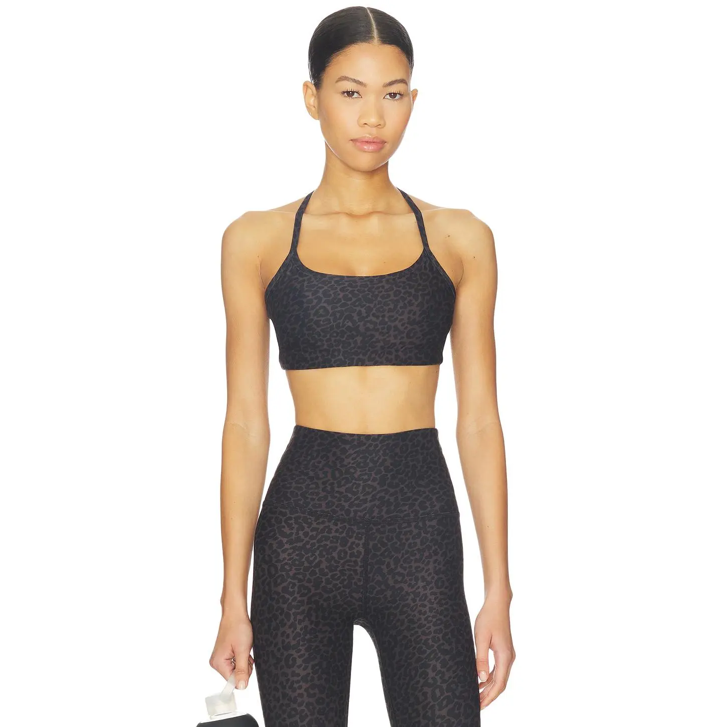 Beyond Yoga Softmark Slim Racerback Sports Bra in Espresso Leopard