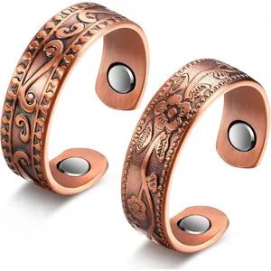 2 count Copper Rings Women Men Copper Thumb  Rings  Rings Copper   Copper Ring Adjustable  Copper Ring for Fingers (Bronze)