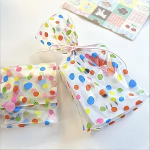 50/100pcs Transparent Plastic Gift Bags with Colorful Dots, Party Gift Bags with Tie Straps, Disposable Plastic Bags for Events