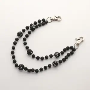 Black Drill Ball High-End Hip-Hop Pants Chains, Retro Double Layer Pants Chain Retro Hip Hop Trendy Versatile Waist Chain Valentine's Day, Birthday, Holiday Gifts