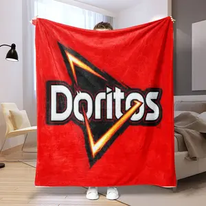 Doritos Flame Triangle Logo Flannel Blanket, Soft Warm Anti-Pilling, Ideal for Naps Camping Travel, All Seasons