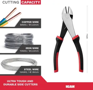 7-inch Wire Cutters, Spring-loaded Side Cutters Dikes, Ultra Tough and Durable Diagonal Cutting Pliers in CRV Steel, Heavy Duty Cutting Pliers for Electrical, Artificial Flowers and Homes