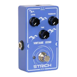 STRICH VINTAGE ECHO Delay Guitar Pedal Analog Effect True Bypass for Electric Guitar Purple with Level Feedback Time Controls