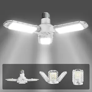 SANSI Garage Ceiling Light 30W LED Deformable 3300LM 5000K Daylight White with 3 Adjustable Panels, ETL Certified, Screw in E26 Bulb Socket