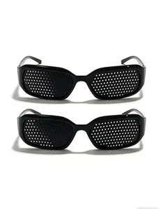 two piece -Unisex Pinhole Glasses for Vision Trainingblack pinhole glasses, unisex, minimalist, lightweight, trendy