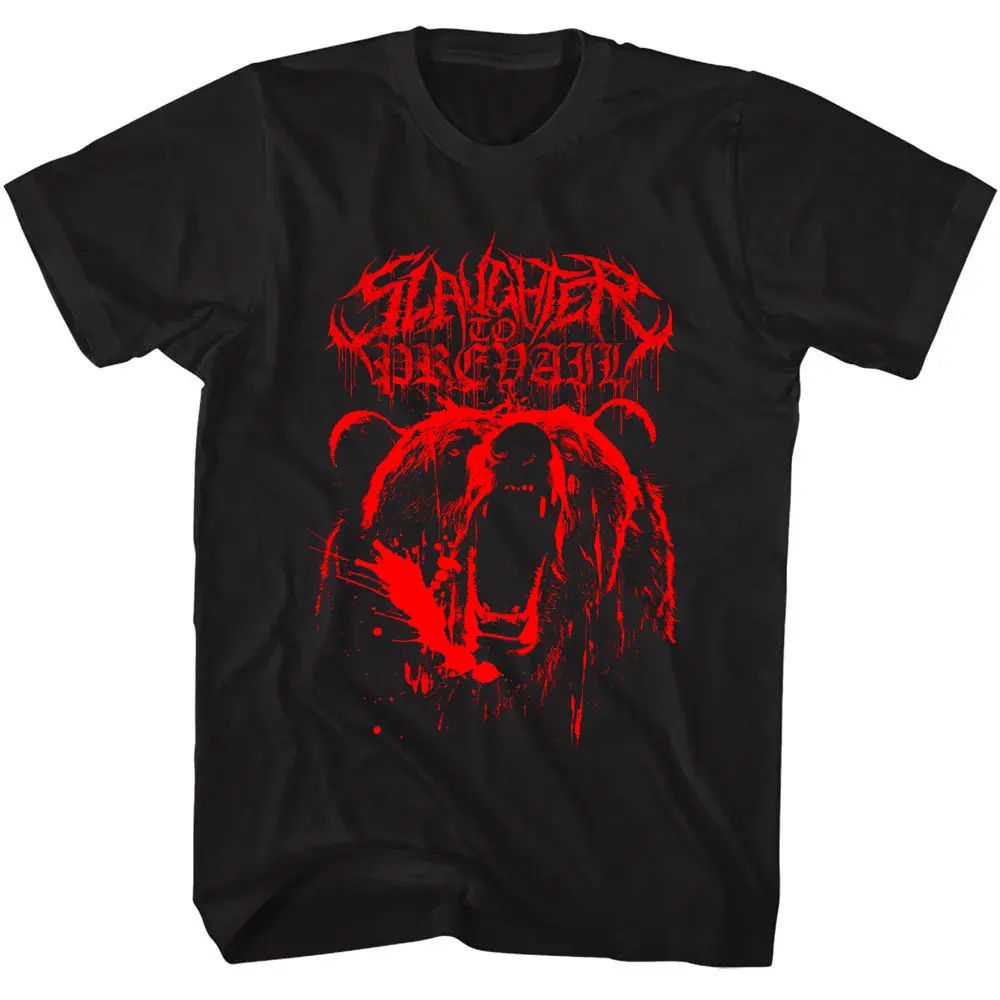 Gildan Lady's Cotton Fitted Short-Sleeve Round Neck Tee, Casual T-Shirt - Streetwear Top with Distressed Slaughter to Prevail Graphic for Deathcore Fans
