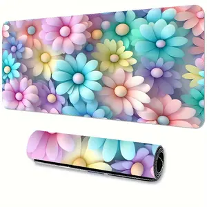 Extra Large Floral Gaming Mouse Pad- Non-Slip, Washable Rubber Desk Mat with Precision Stitched Edges, Suitable for Office and E-Sports