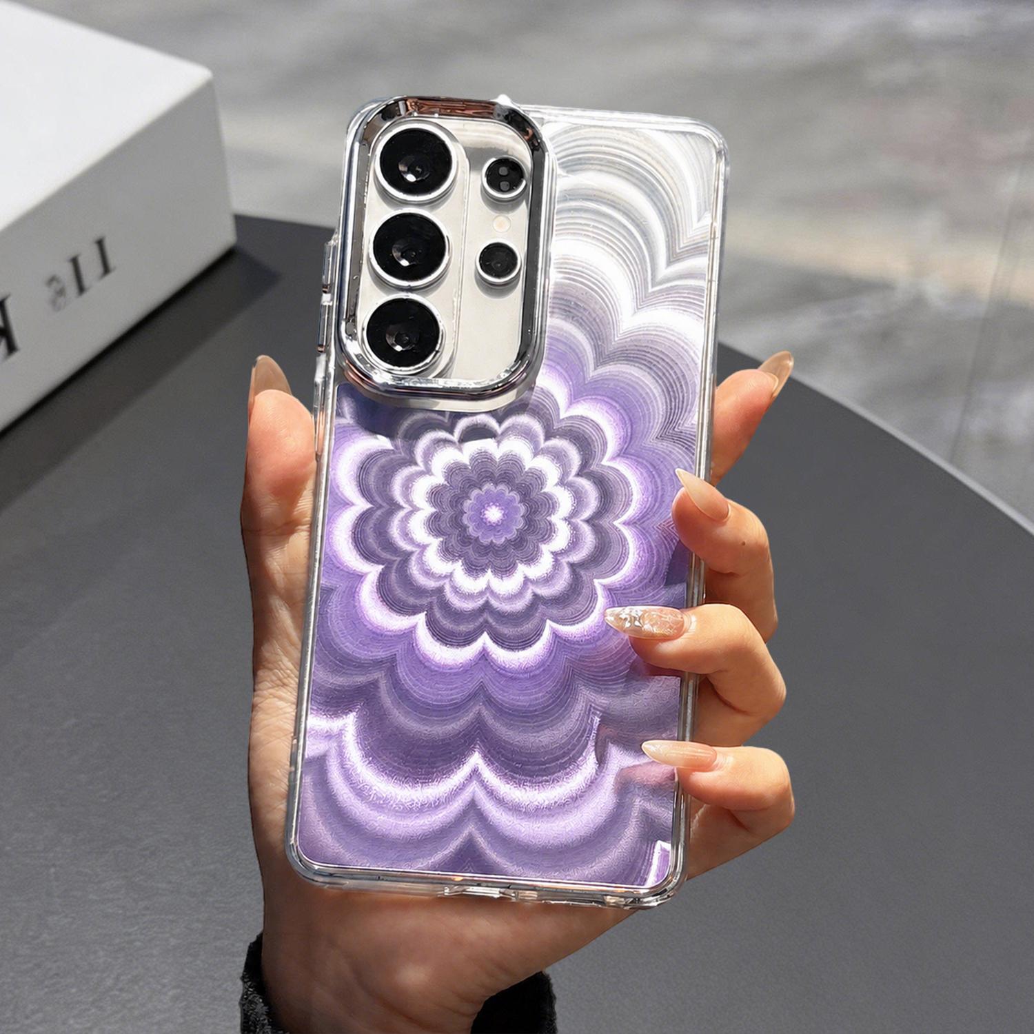 Glitter Shiny 3D Blooming Flower Phone Case for SamSung Galaxy S26 Ultra/S26+/S25 S24FE ,Soft Silicone Slim Clear Shockproof Protective Cover Phone Case for Women Girls