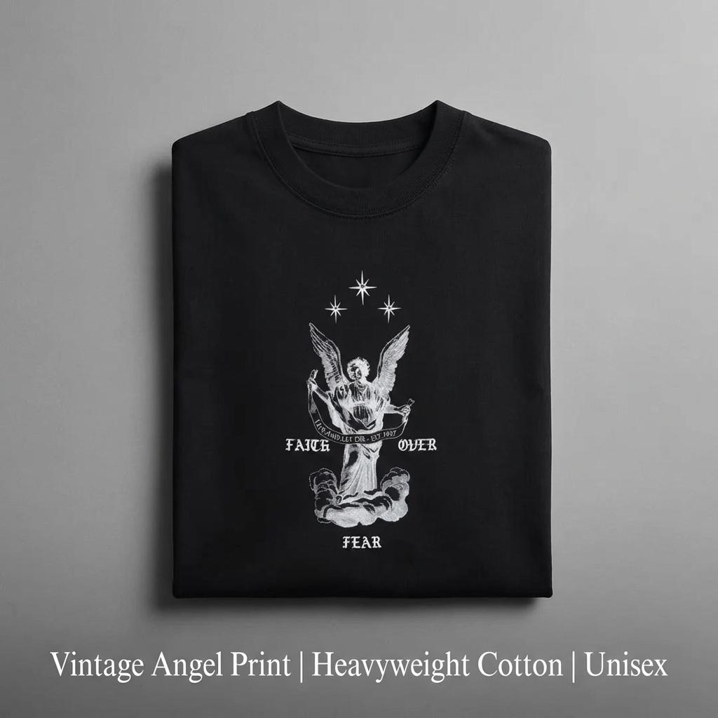 Mens Faith Over Fear Oversized Tee Suitable for all seasons - classic styles, fun graphic tee shirts, base layers, casual streetwear, suitable for both men and women. Couple pullover sweaters, street style, soft and casual short sleeves