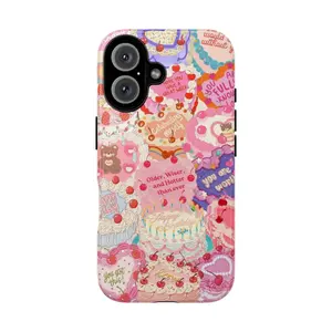 Cute Cake Design Phone Case, Sweet Birthday & Love Theme Cover for ip and ss, aesthetic protective cover