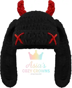 Monster Bunny Beanie – Black & Red
