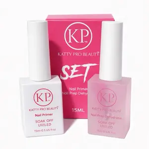 Primer + Dehydrator para uñas | 15ml Kit de preparación para mejor adhesión en uñas acrílicas y gel. Uso profesional.